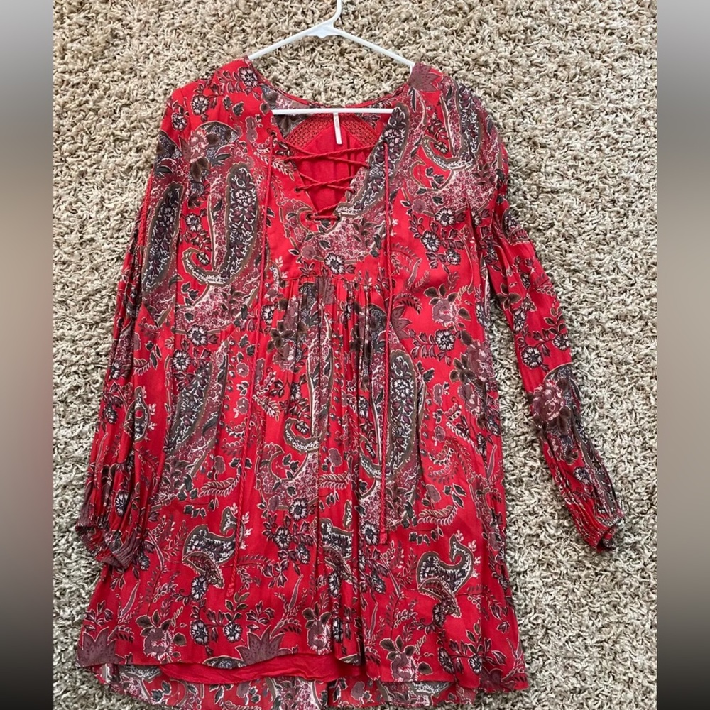 Free People Red Paisley Dress